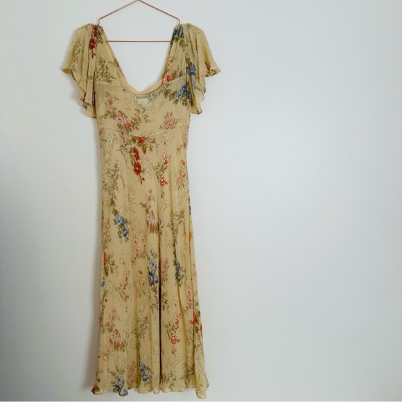 Vintage Maggy London floral midi dress 100% silk boho - Picture 9 of 11